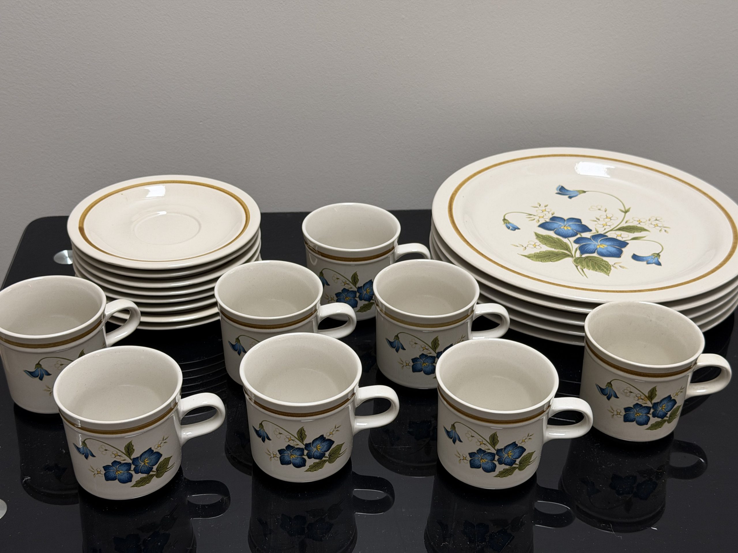Mikasa Celebration Stoneware Set (KA108 / KA100) – Blue Floral – 21 Pieces