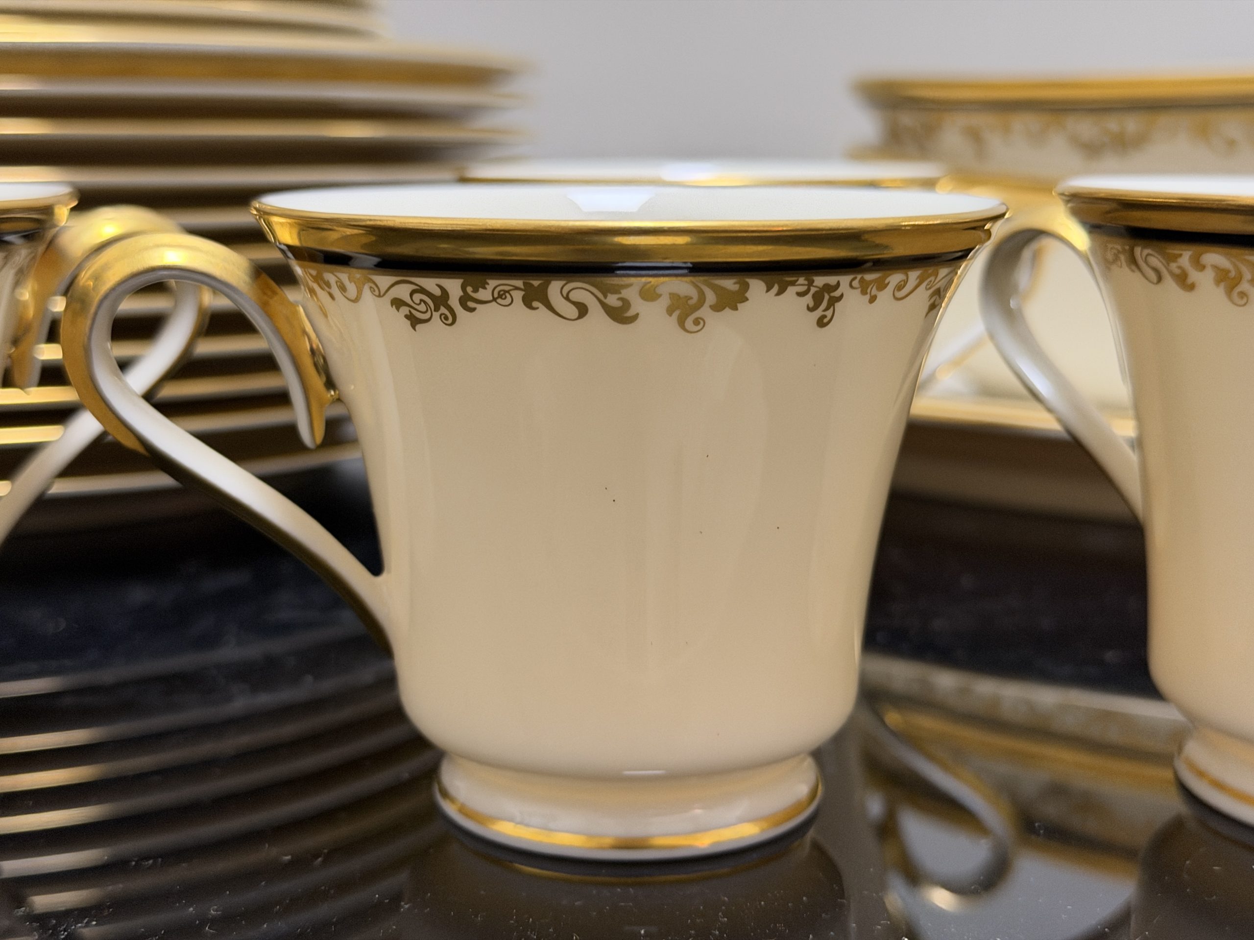 39-Pc Vintage Lenox ECLIPSE Fine China Set – Ivory, 24k Gold Scroll Trim – Plates, Bowls, Platter - Image 2