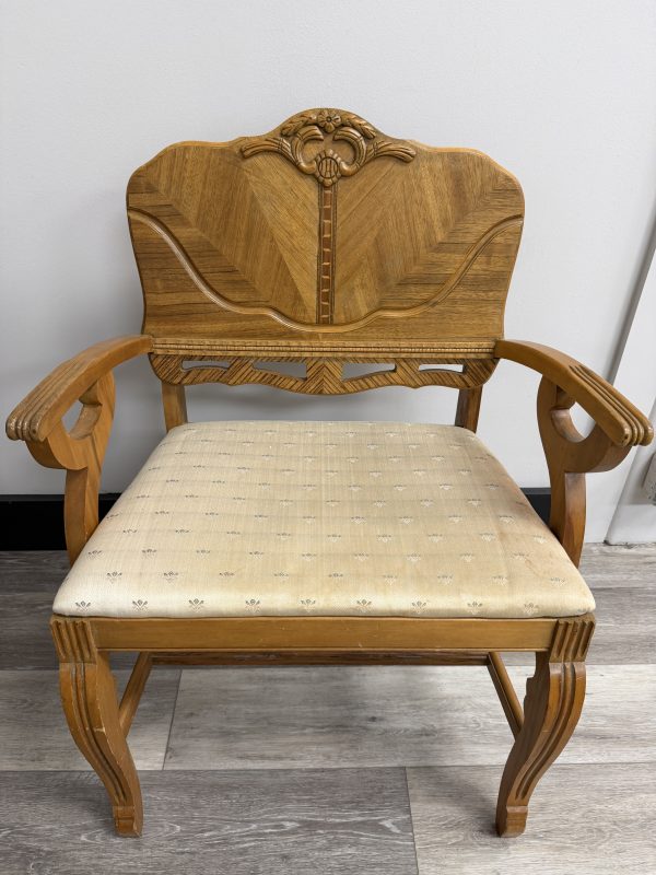 Vintage / Antique Art Deco Wood Armchair with Inlay Details