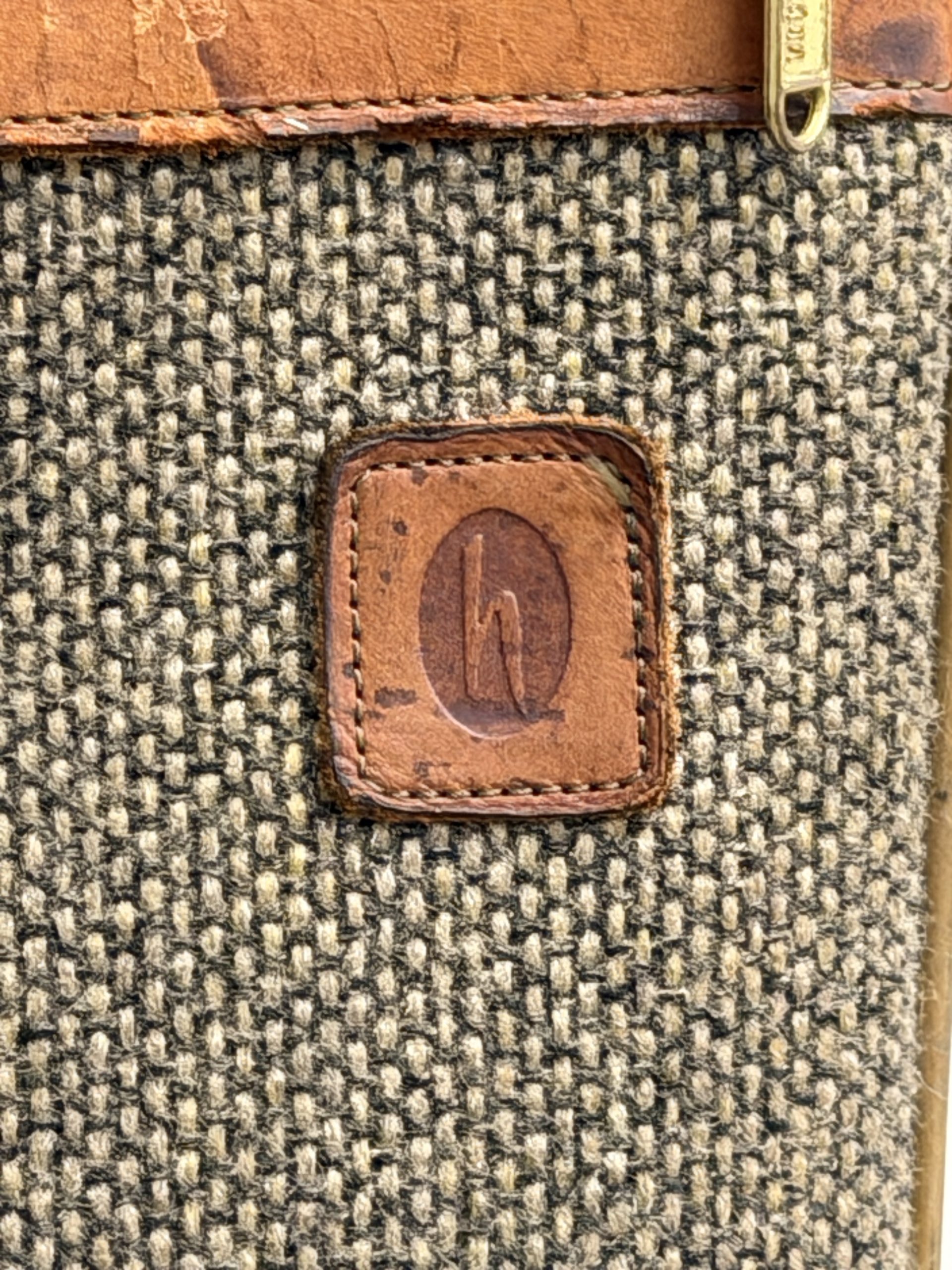 Vintage Hartmann Tweed Luggage Rolling Upright Suitcase Leather Trim Pull Handle - Image 3