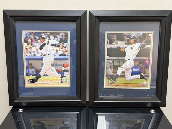 Set of 2 Framed & Matted Derek Jeter NY Yankees Action Photographs