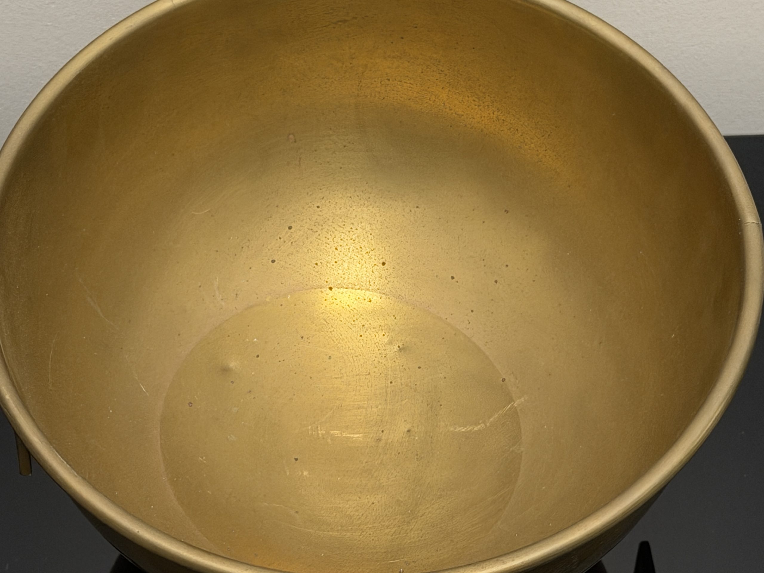 Vintage Solid Brass Pedestal Punch Bowl / Wine Chiller with Lion Head Handles - Image 2