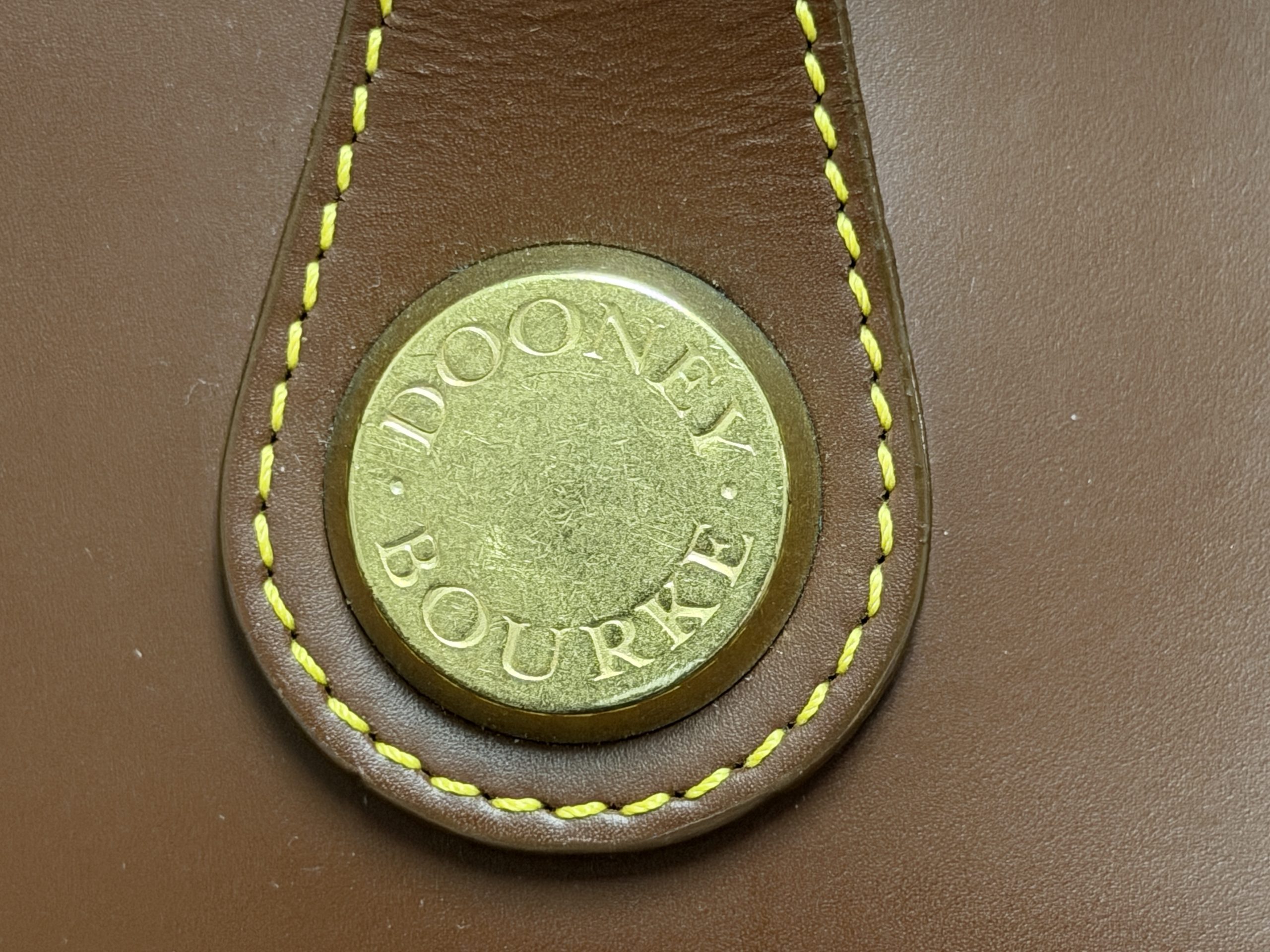 Vintage Dooney & Bourke USA Canvas Leather Briefcase Messenger Bag Brass Fob Tag - Image 2