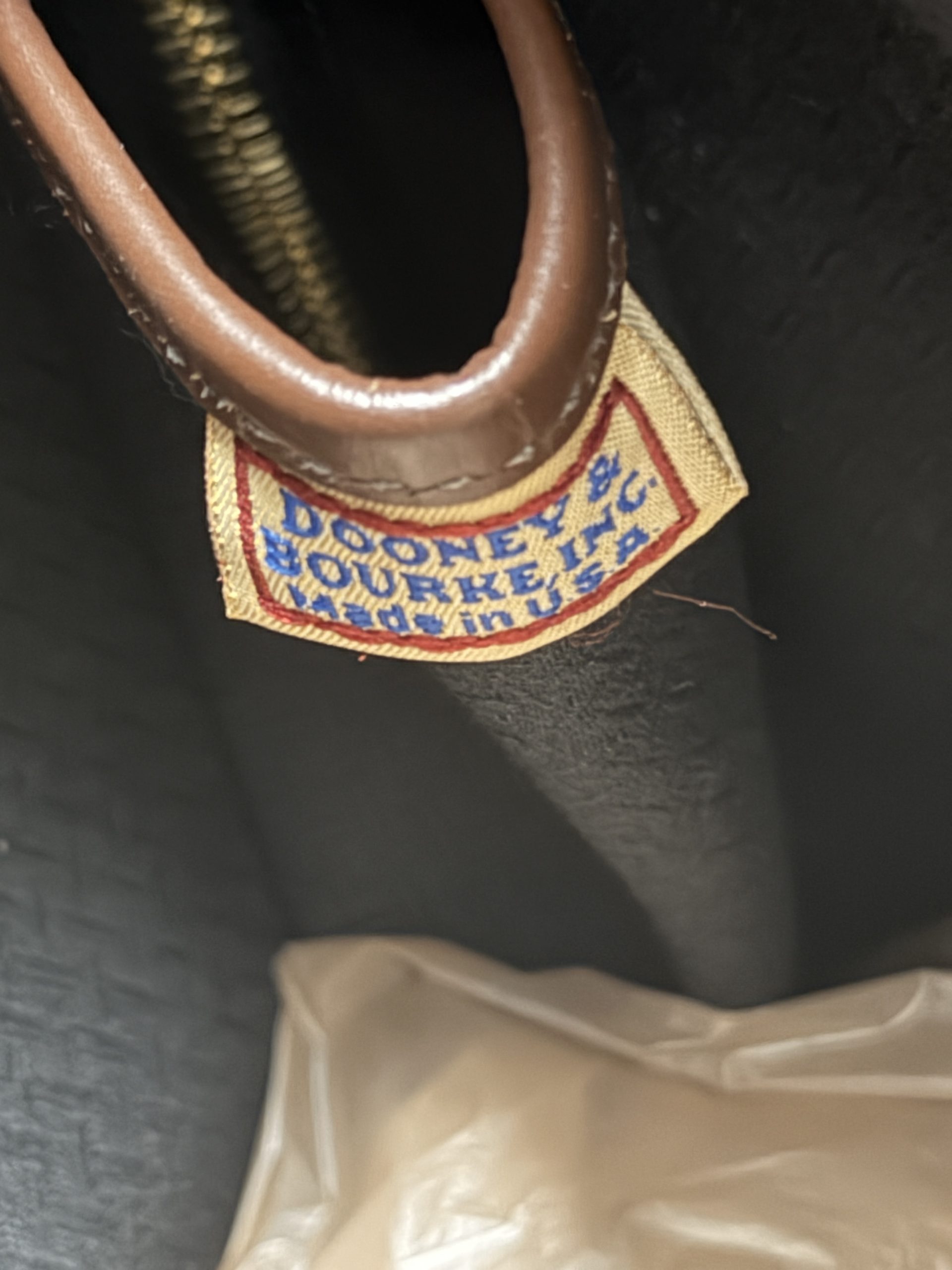 Vintage Dooney & Bourke USA Canvas Leather Briefcase Messenger Bag Brass Fob Tag - Image 5