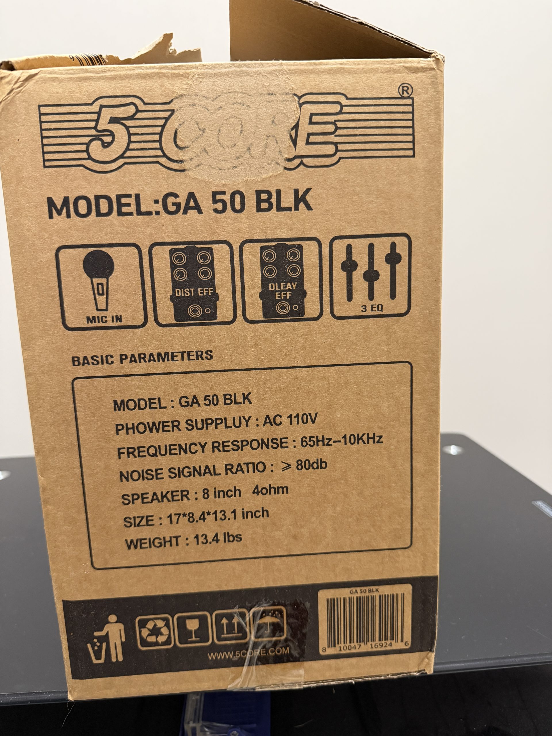 5 Core 50W Electric Guitar Amp NIB – GA 50 BLK Amplifier w/ 8″ Speaker & Effects - Image 2