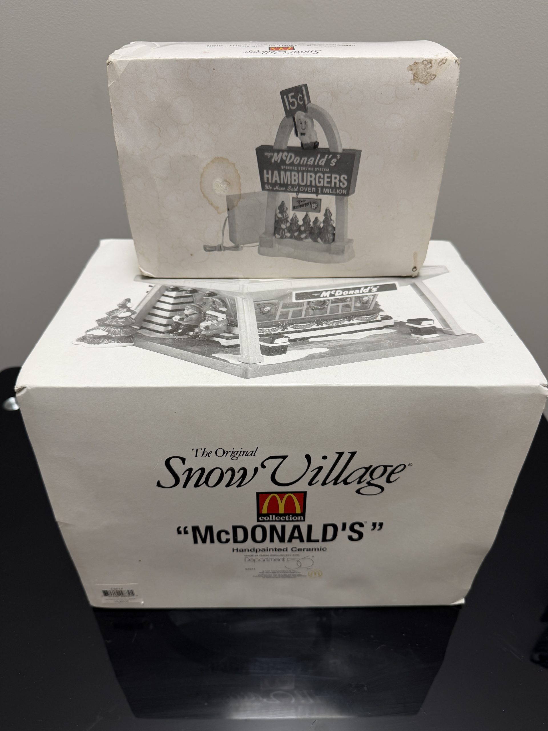Vintage Dept 56 The Original Snow Village McDonald’s Restaurant & Speedee Sign Set Complete - Image 2