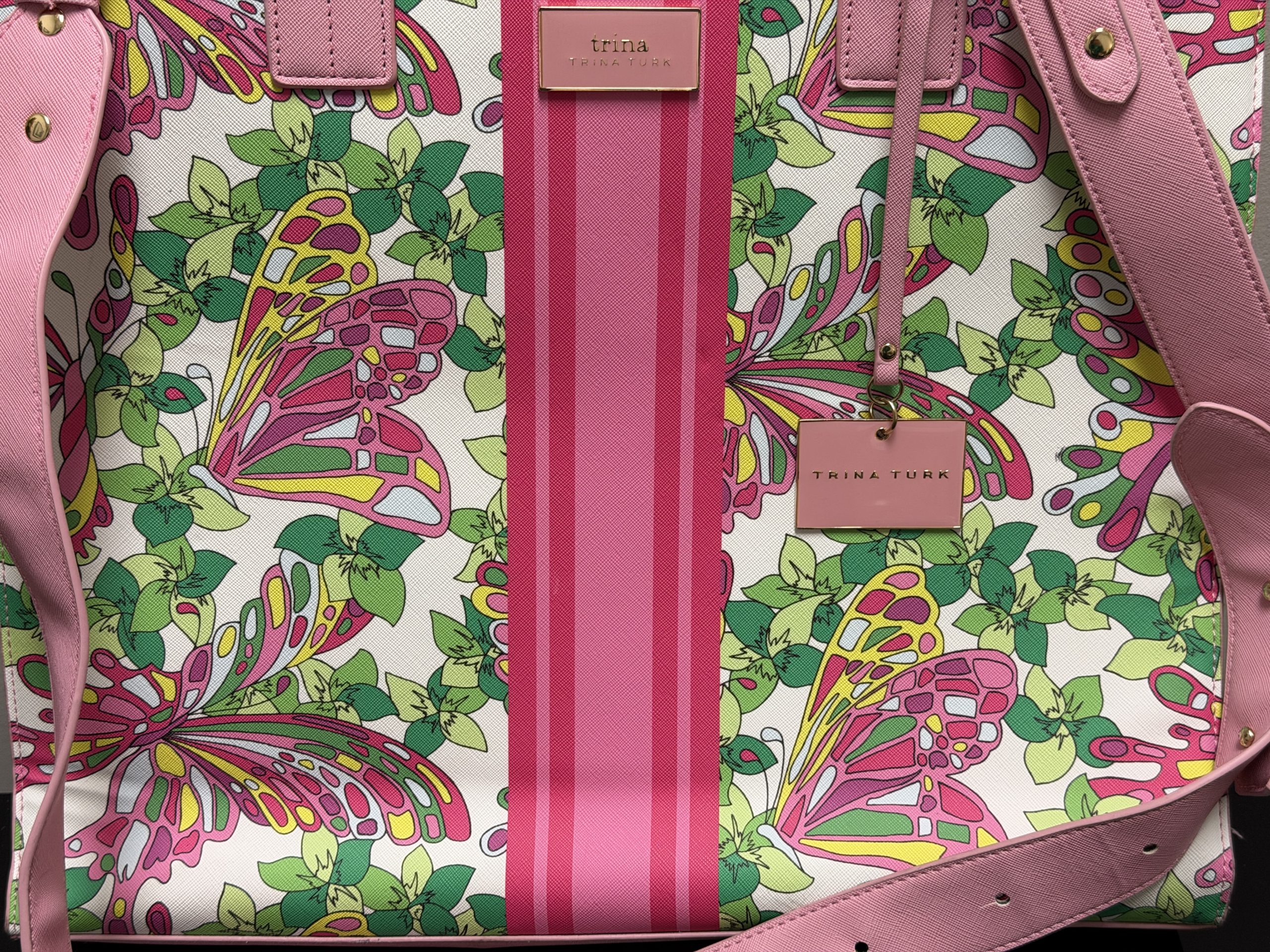 Trina Turk Vibrant Butterfly & Floral Print Tote Bag / Crossbody - Image 4