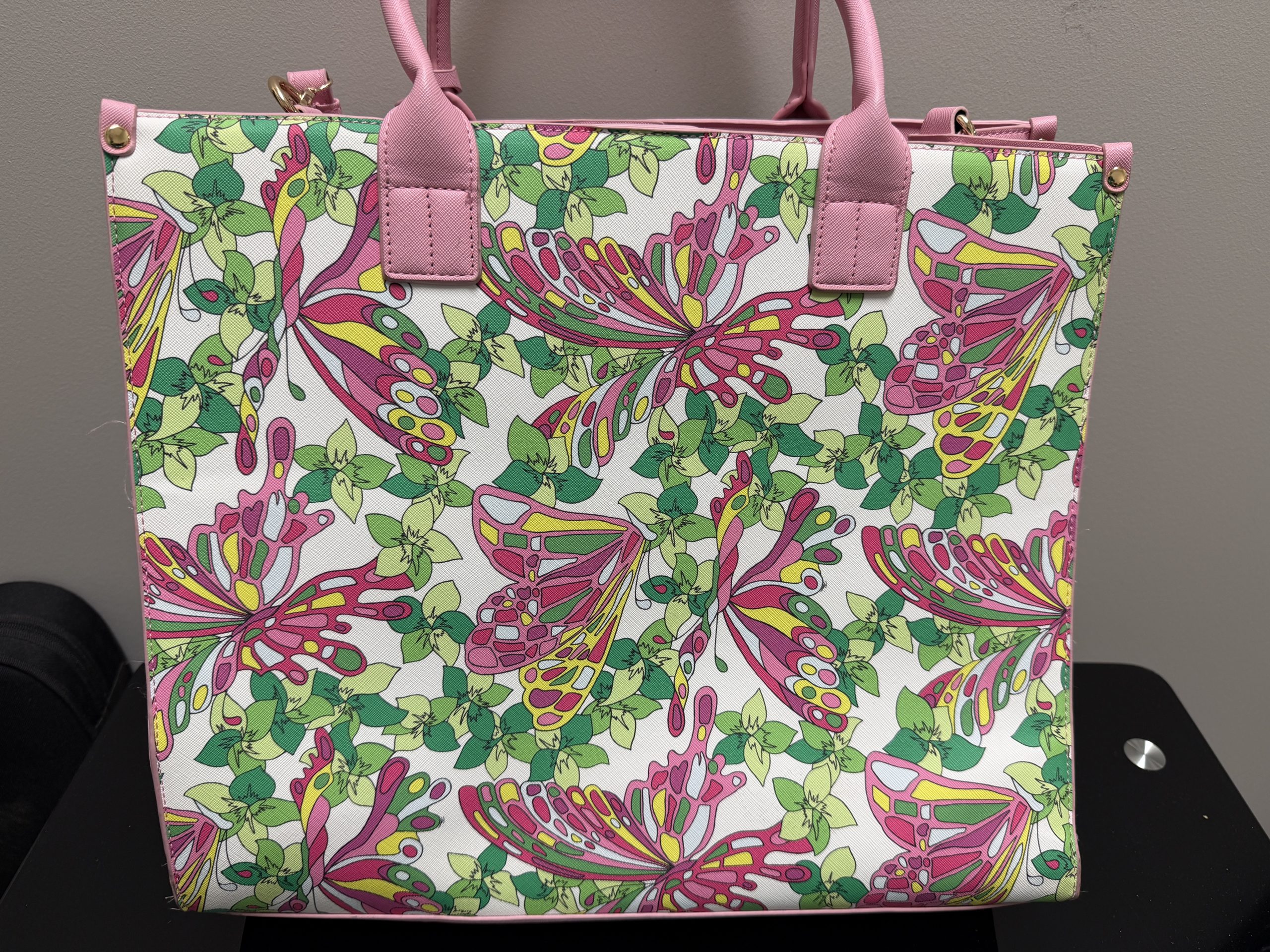Trina Turk Vibrant Butterfly & Floral Print Tote Bag / Crossbody - Image 5