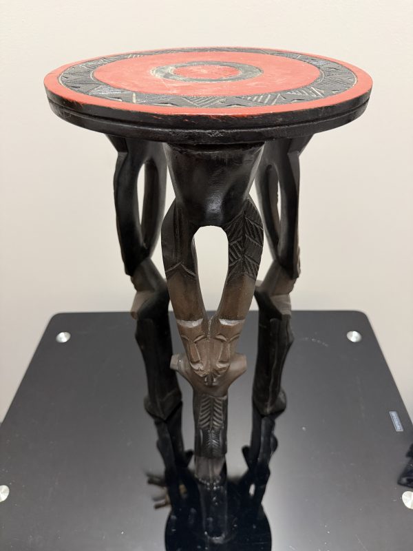 Vintage Hand-Carved African Wooden Figural Stool / Plant Stand