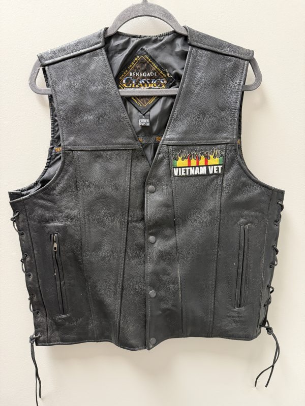Renegade Classics Leather Biker Vest Size L - US Marine Corps & Vietnam Vet Patches