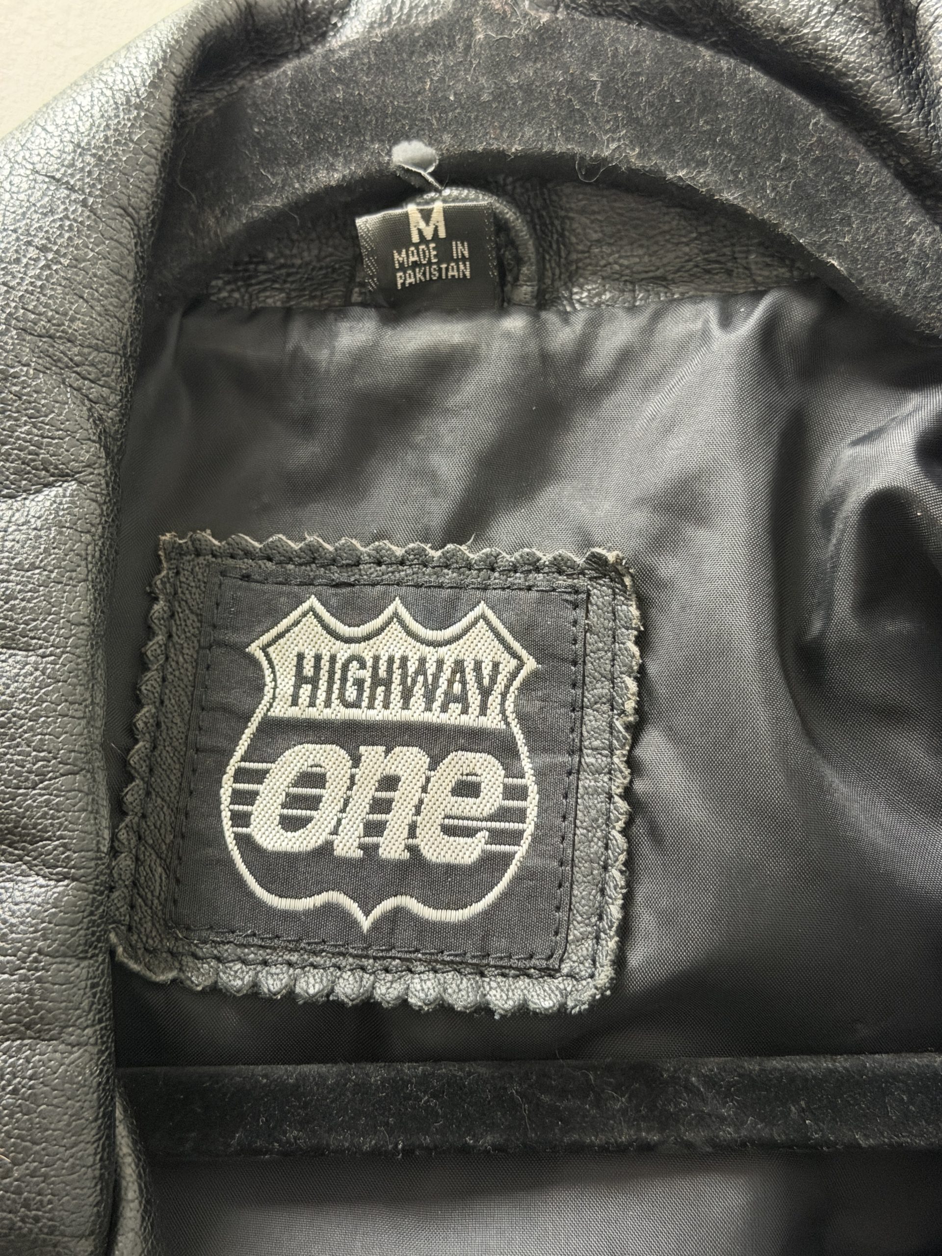 Vintage Highway One Cropped Leather Biker Jacket – Size Medium - Image 2